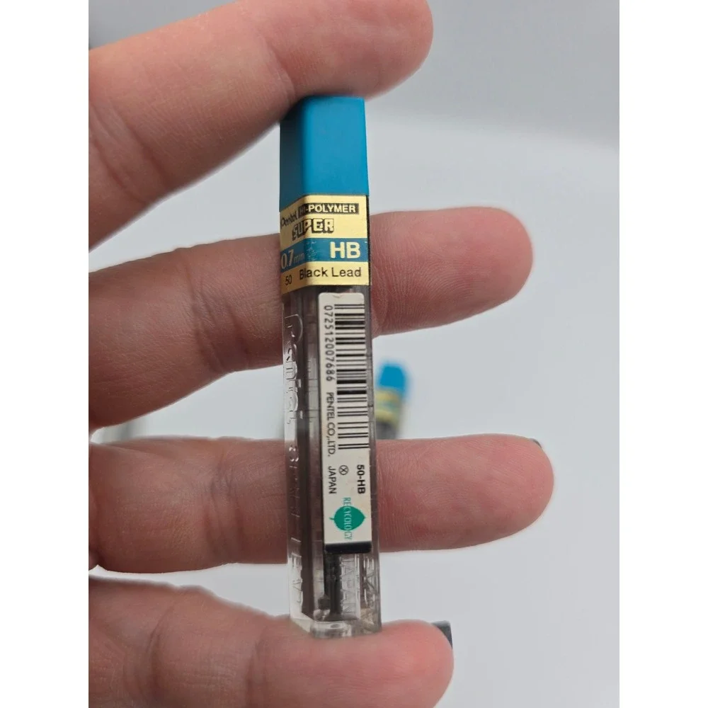 Pentel Hi Polymer Super 07mm HB Black Lead Refill‎ 12pcs 60mm Lot of 4